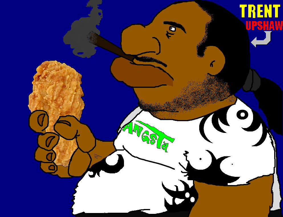 "Portrait of Trent Upshaw. Looks exactly like him and he's even carrying a real piece of fried chicken. Enjoy, Trent!" [Quoted from my facebook]