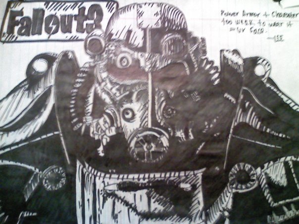 power armor + character too weak to wear it = your face, in sharpie