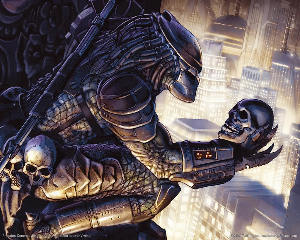 predator holding skull