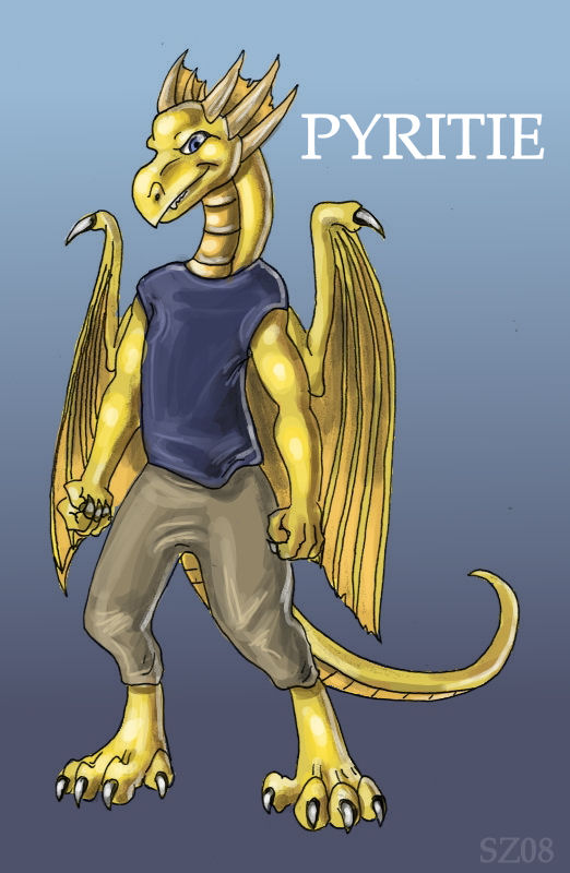 Pyritie the Dragon, made for Pyritie in OC from pen line art.