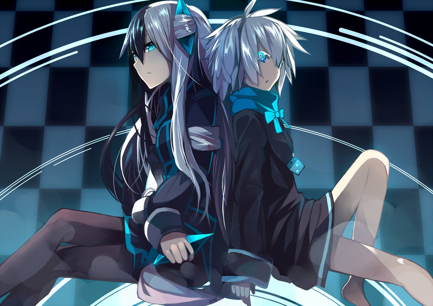 Rain Blue Eyes Long Hair Pantyhose Short Hair Anime Manga Bright Gray Hair Anime Girls Bicolored Hair Black Hair Silver Hair Norah Bright Fresh New Hd