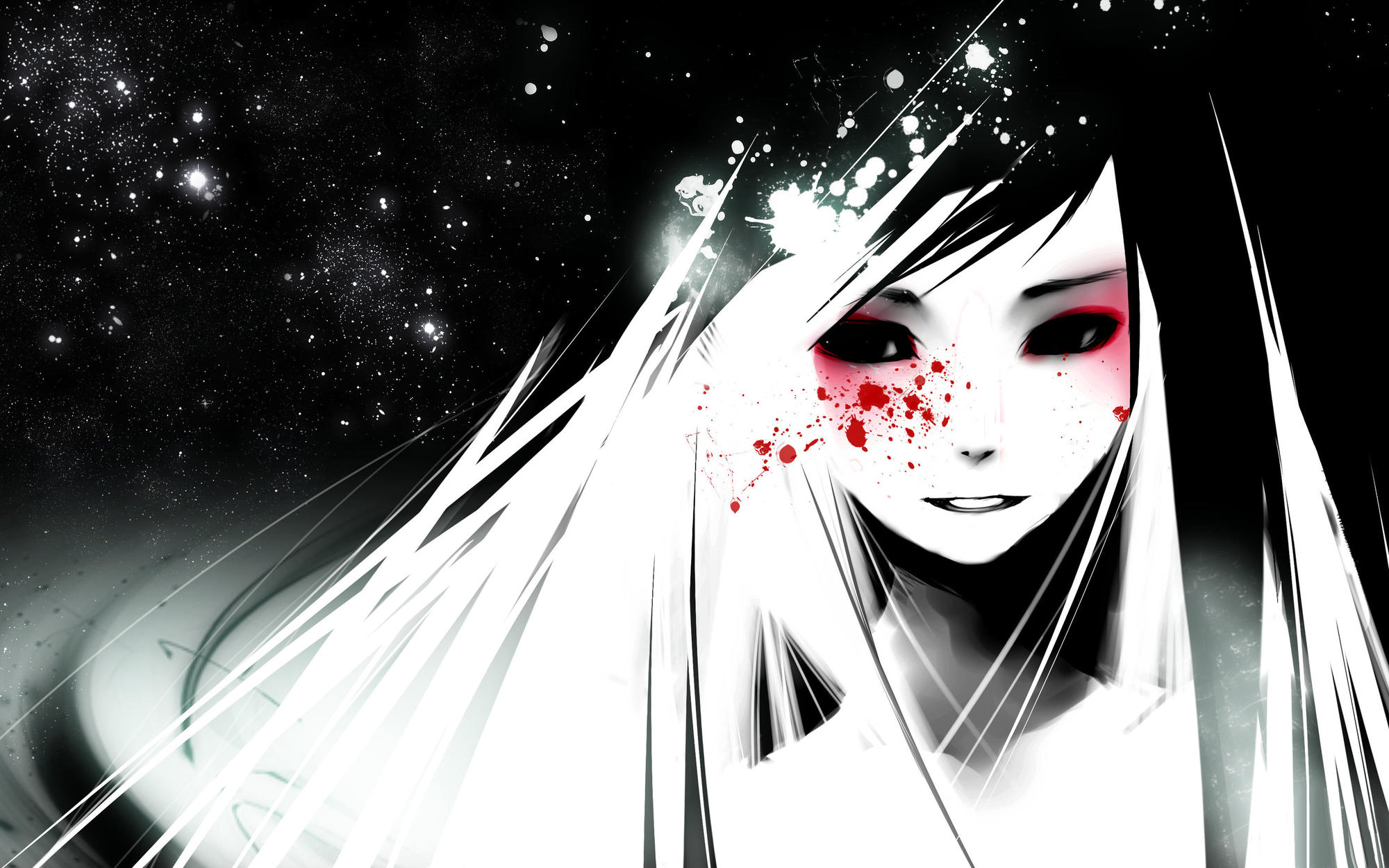Red Face Dark Girl Anime Wallpaper