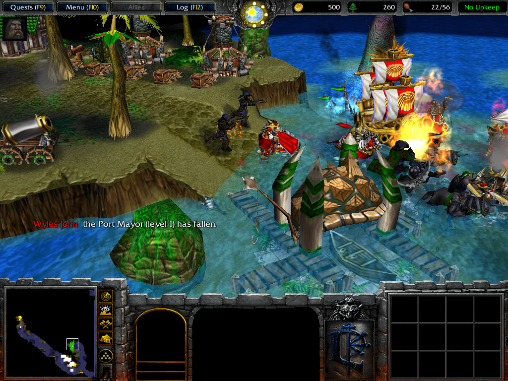 Red player attacks to the pirate village