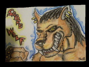 SabreWolf Conbadge, Just a practice with water colour pencils.