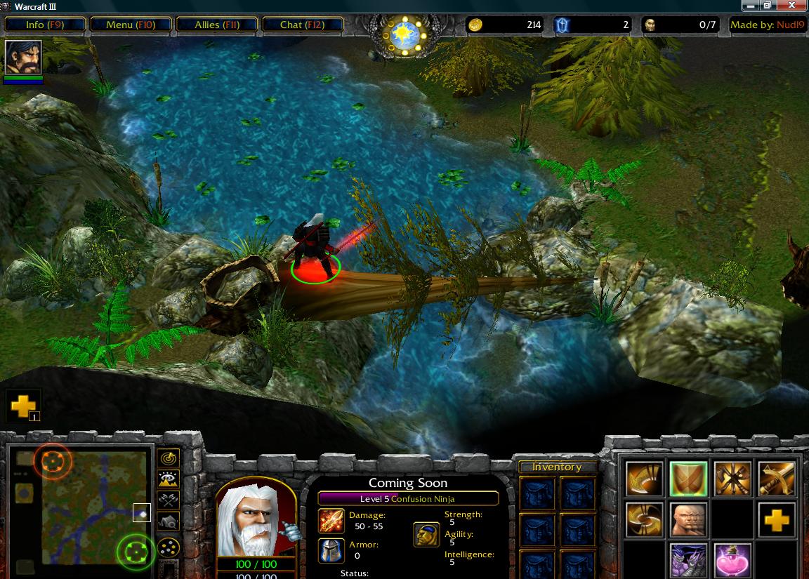 Samurai Assault - A ninja is standing on a fallen tree log which works as a bridge