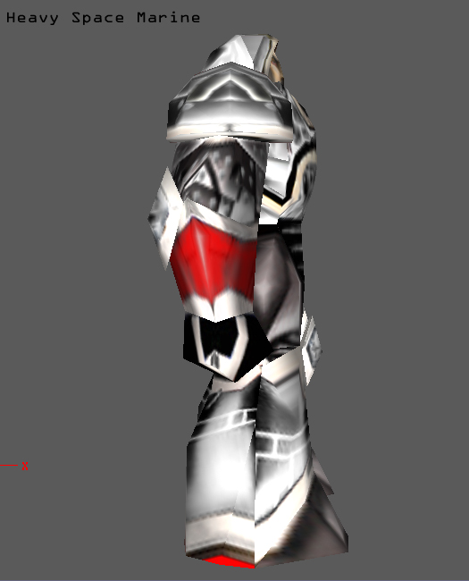 Screenshot 3 - Left Side
Of my new heavily Armored Marine (New Additions include lines between legs, Arms now Armored and Bolted. No More Empty Black