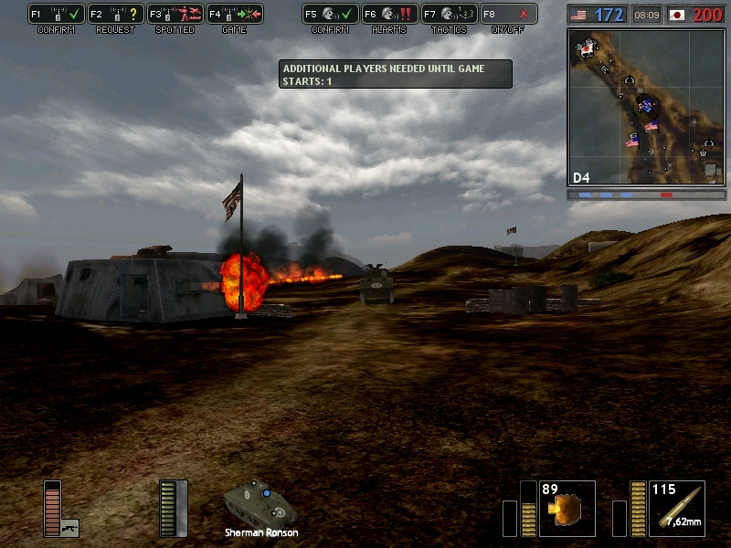 Sherman flamethrower variant burning a Japanese bunker in Iwo Jima.

~Took from Battlegroup 42, a mod for Battlefield 1942