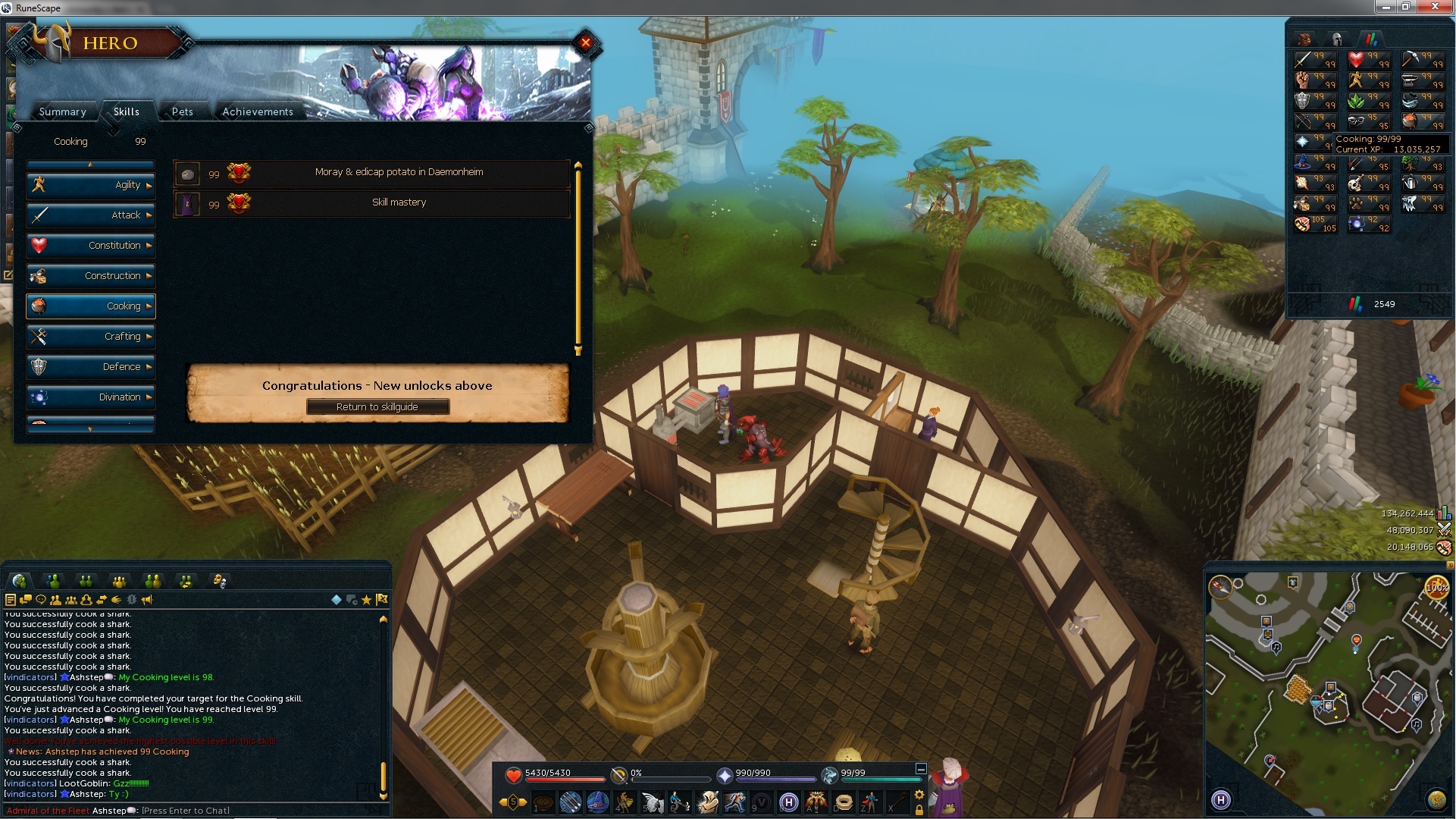 Skill Mastery of Cooking, achieved on 09/06/2014! All them cooked sharks... And so very late.

20 skills completed, 6 still in progress.
