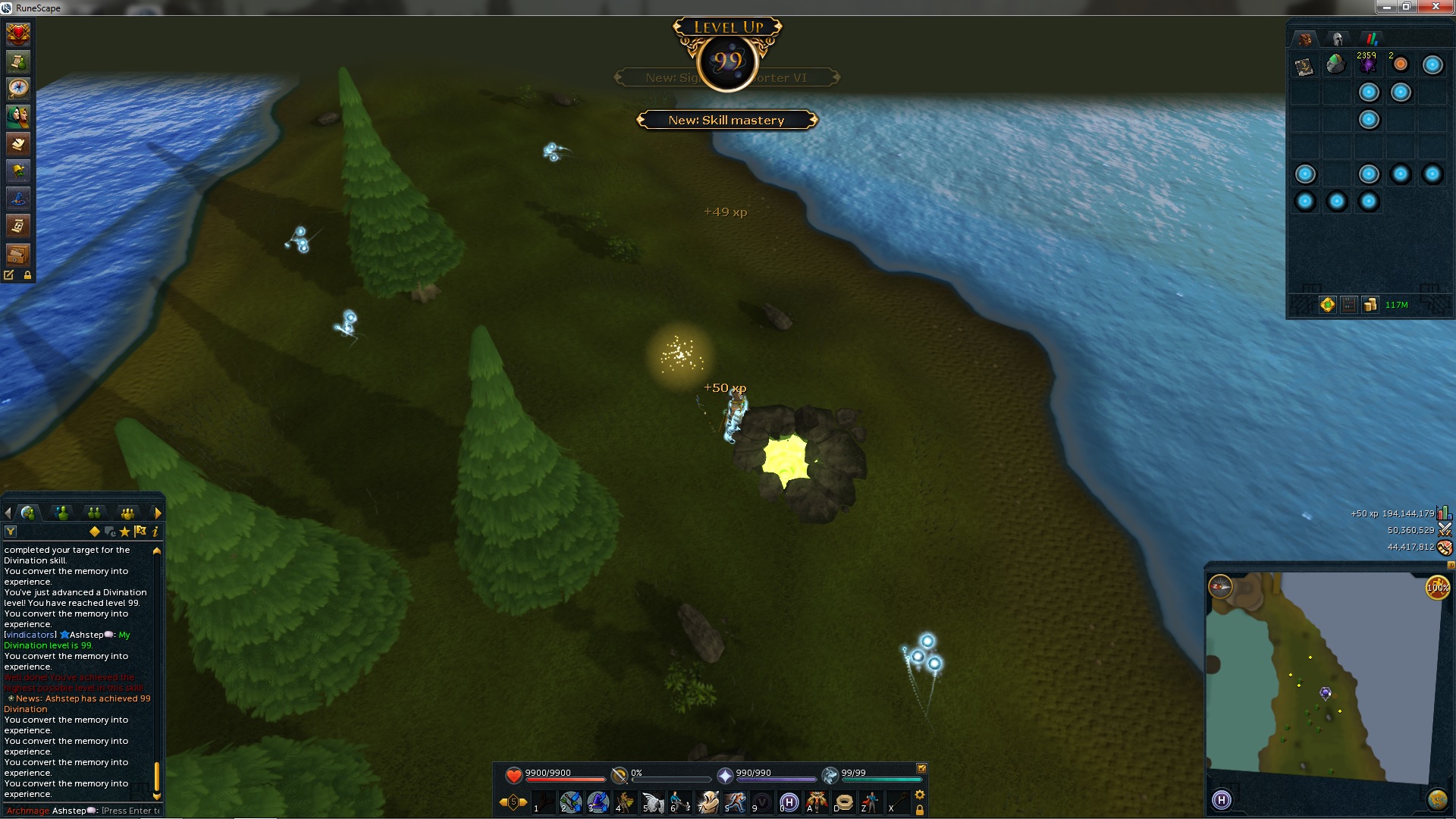 Skill Mastery of Divination, achieved on 07/09/2014! :)

Only ONE skill remains, only ONE level of that skill remains, and only ONE million experien