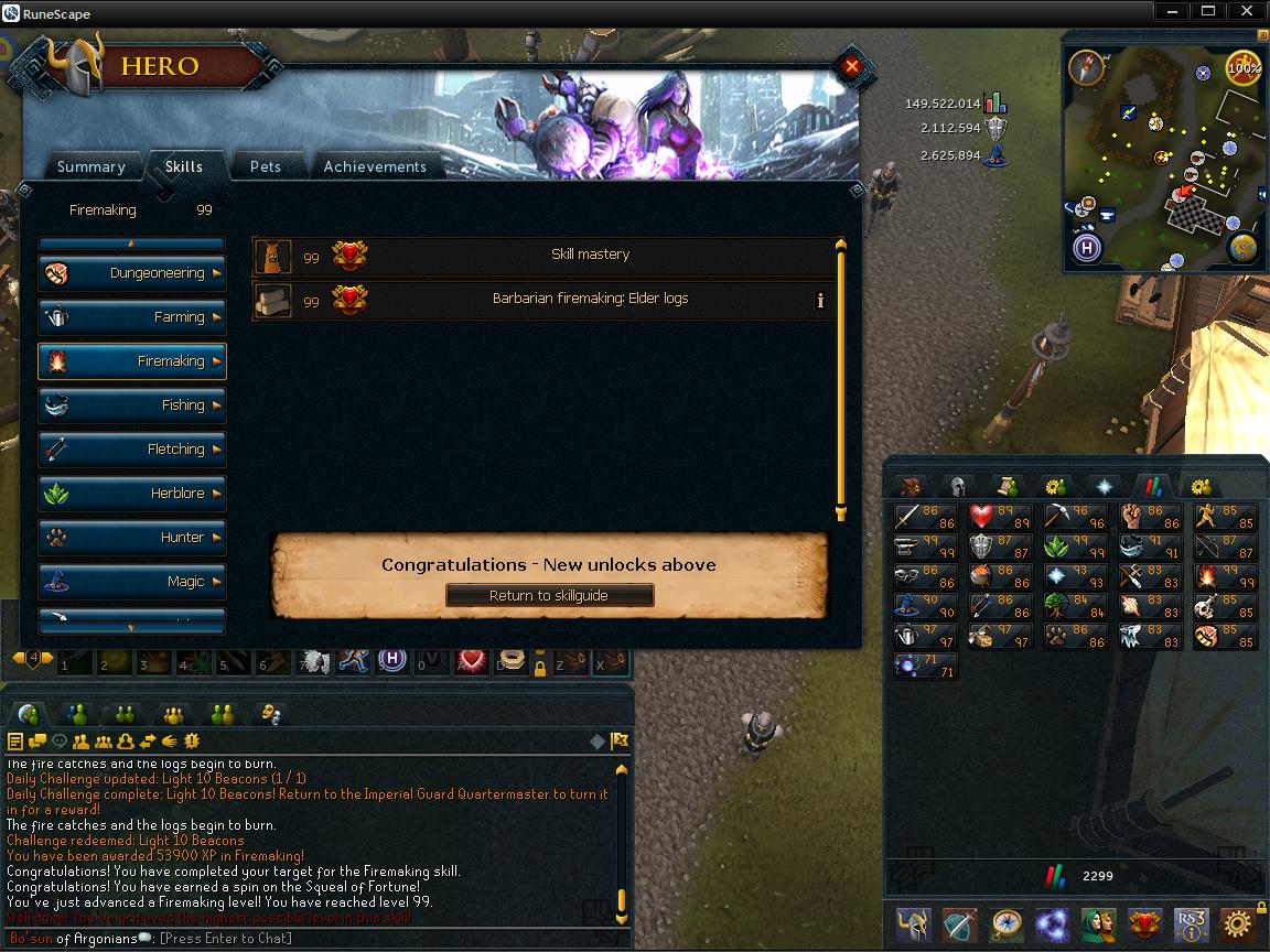 Skill mastery of Firemaking - Achieved on 10/10/13. :)

3 out of 26 skills mastered as of this day. I'll get there, eventually.