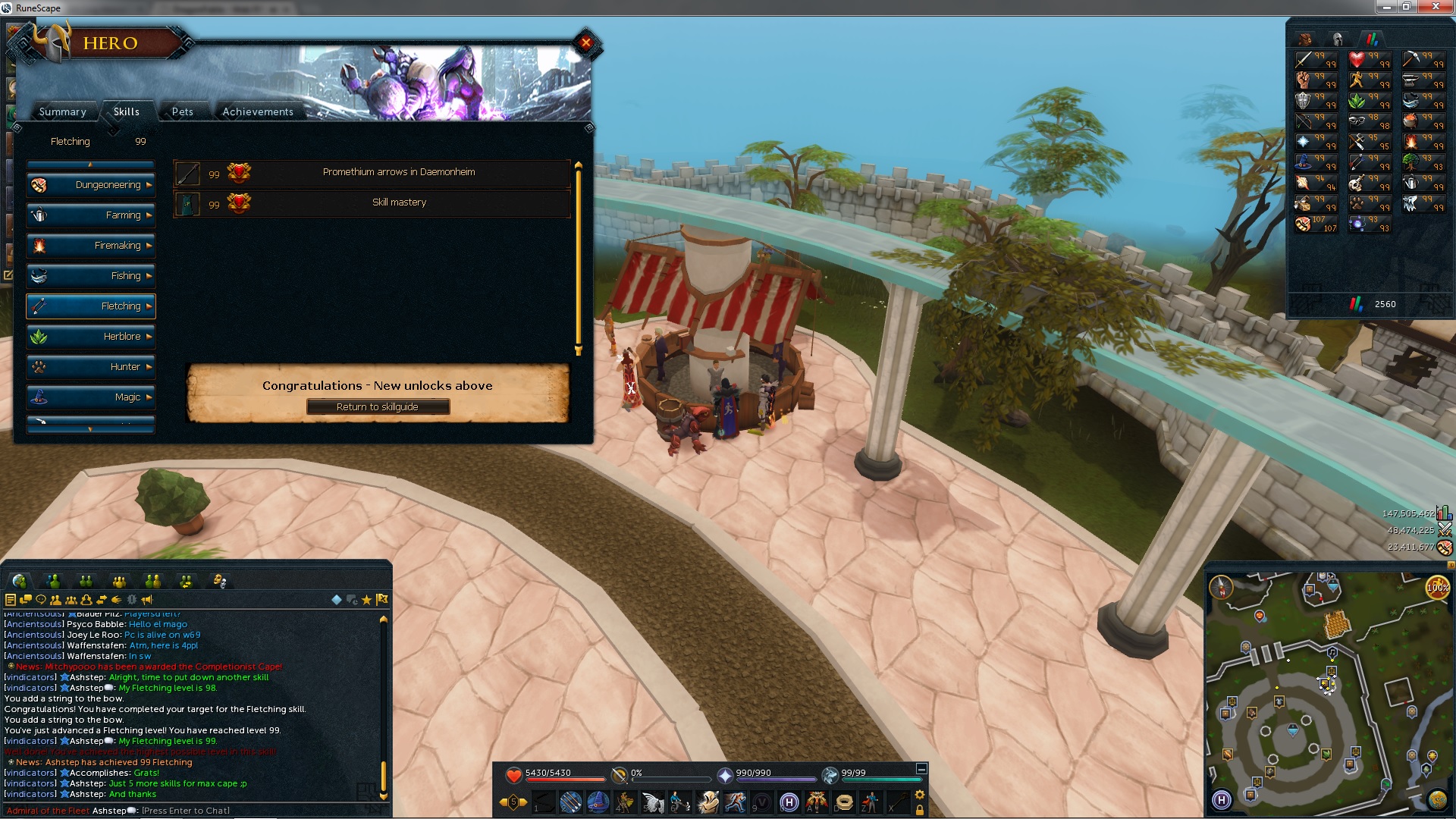 Skill Mastery of Fletching, achieved on 18/06/2014! :)

It marks the 21st maxed skill, with 5 more to go till max cape.

Next up will be: Thieving
