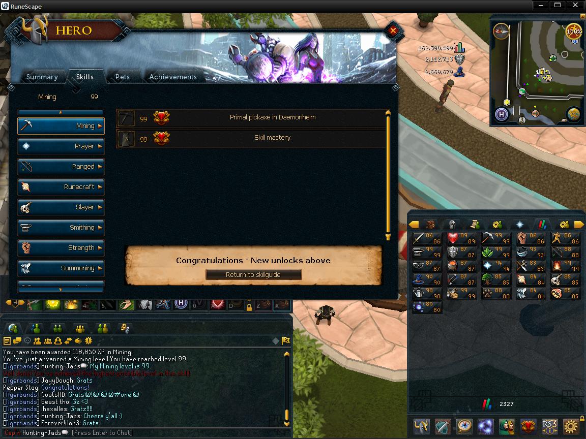Skill Mastery of Mining, achieved on 31/10/2013. :)

5 skills out of 26 maxed as of now, and farming will be up very soon as well...