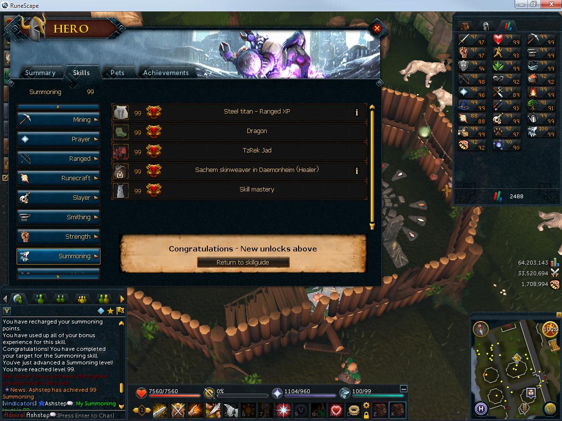 Skill mastery of Summoning achieved, on 26/03/2014. :)

11 99s behind, 15 to go.