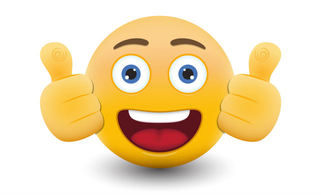 smiling emoticon giving thumbs up