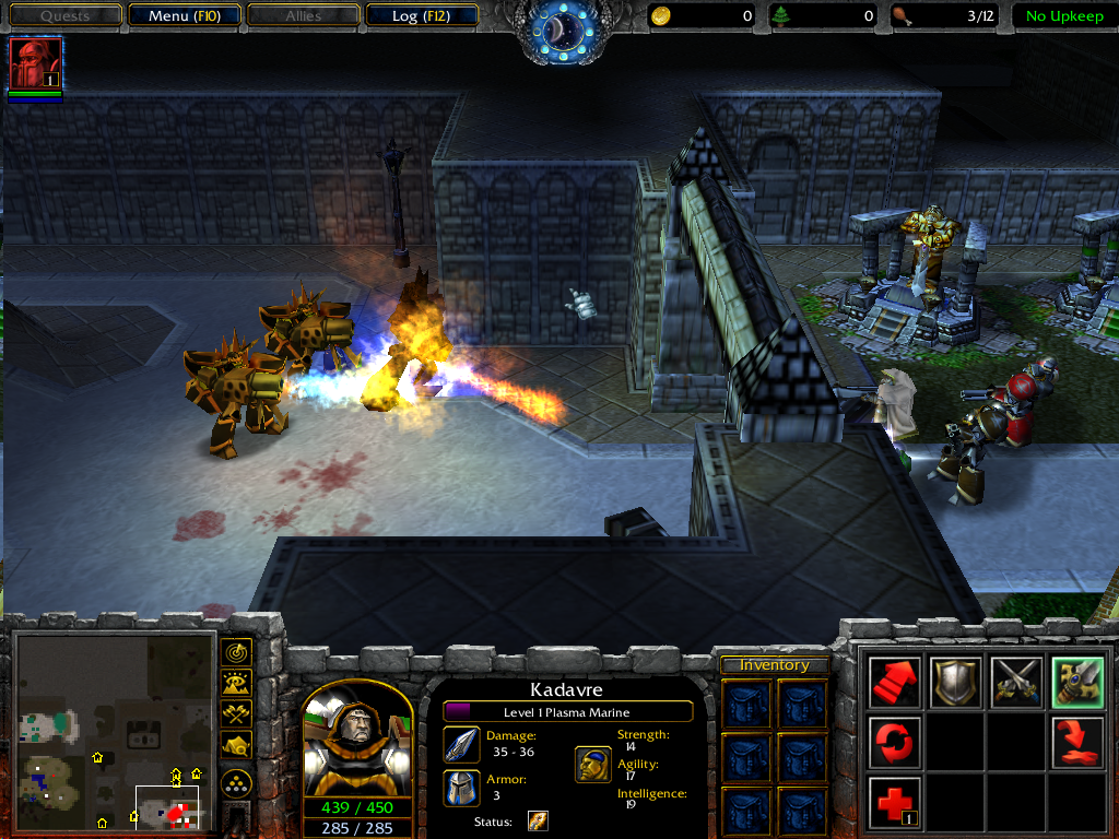 Some zombies and prototype imps attacking