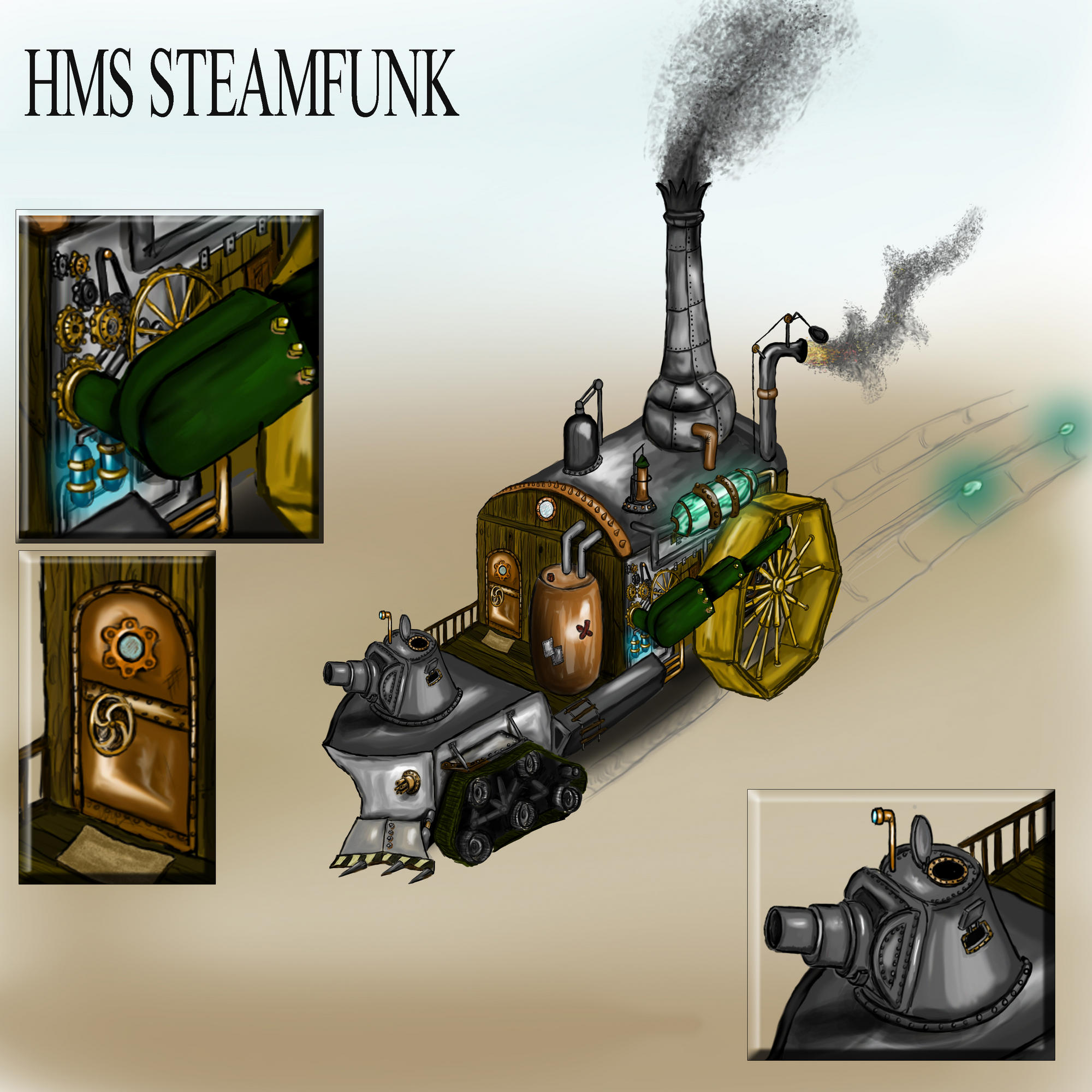 Steampunk ship (I drew for a art contest on THW)