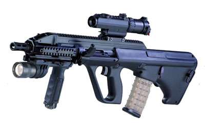 Steyr AUG A3 with multiple attachments