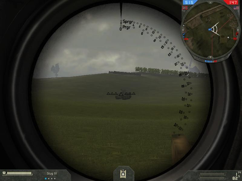 StuG IV aim view, about to fire against a M4A1 Sherman.

~Took from Forgotten Hope 2, a WW2 mod for Battlefield 2.