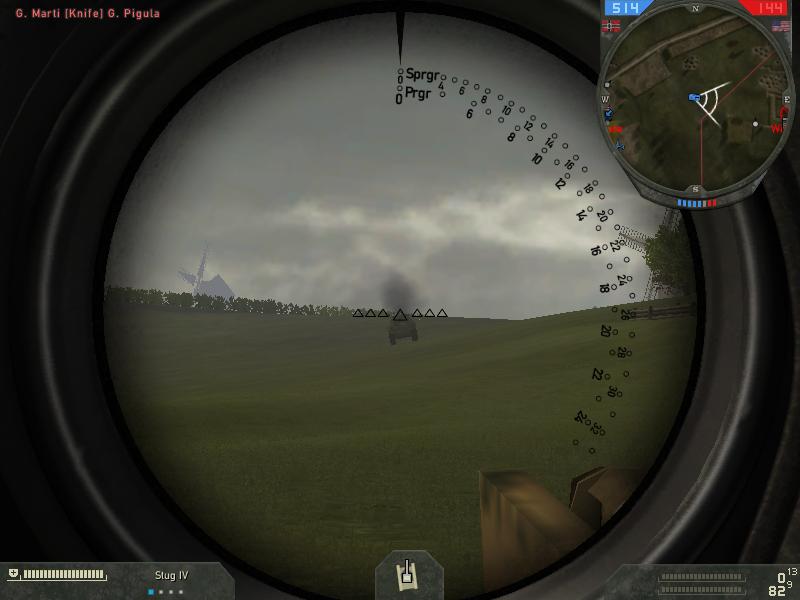 StuG IV aim view, about to fire against a M4A1 Sherman.

~Took from Forgotten Hope 2, a WW2 mod for Battlefield 2.