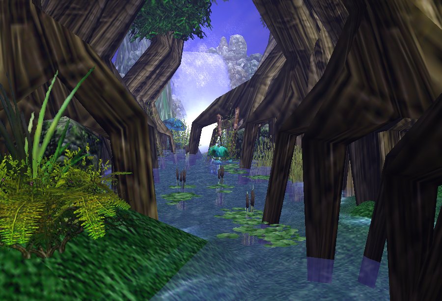 swamp and waterfall