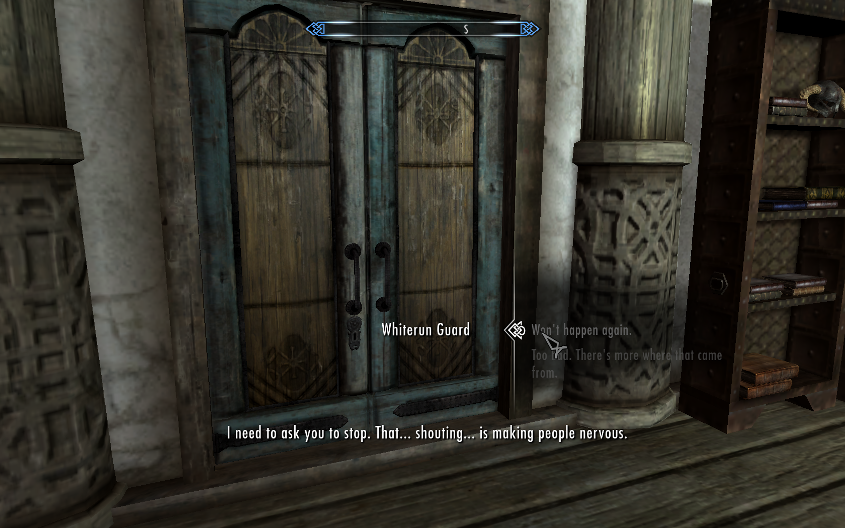Talking through a door. Yeah.