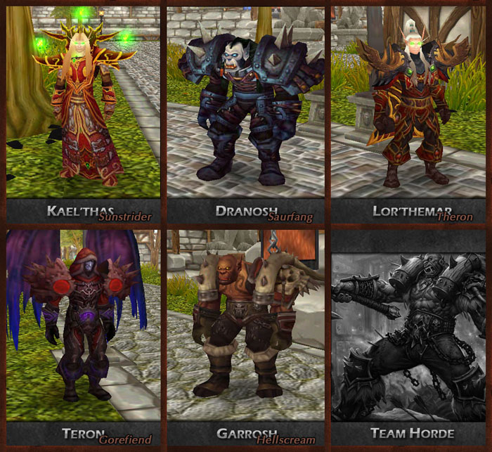 Team Horde: Current Visual Looks

- Lor'themar skinnier & new stand animation