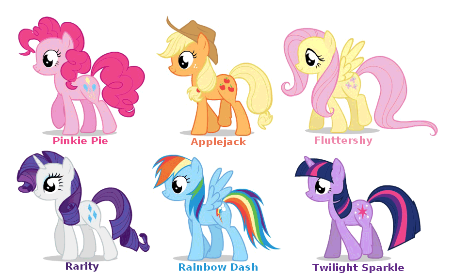 The 6 main ponies from My Little Pony