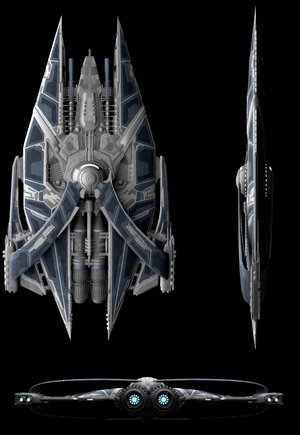 The Archon fighter is a manueverable fighter. It's primary weapon is a plasma burst, commonly called lasers. Its secondary weapons are missiles and al