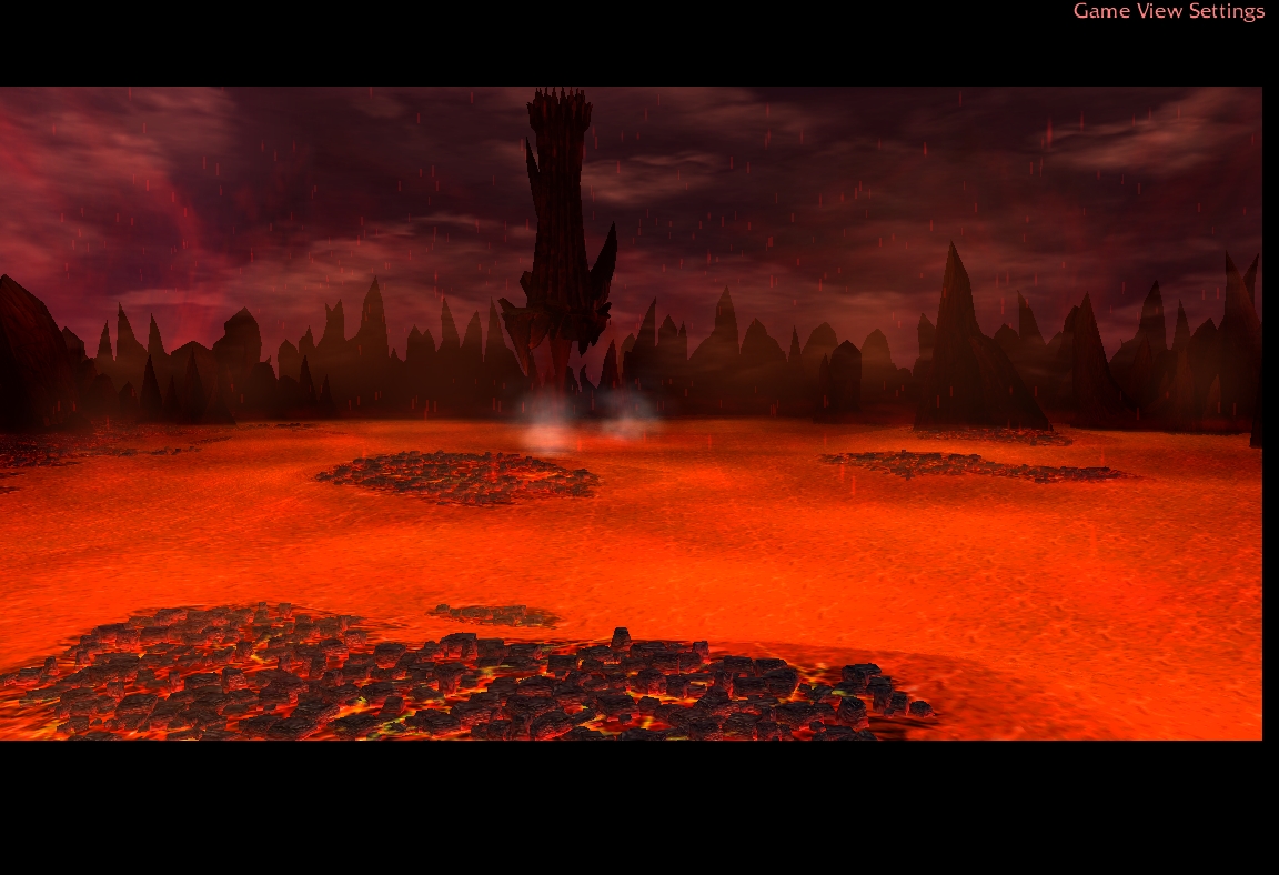 The Black Citdadel sits upon the bowels of flame and lave, with blood raining down all about.