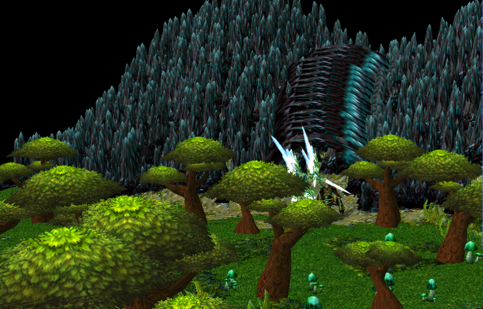 The Crystal Being walked for minutes...Or, hovered for minutes while the Nerub'Al scout followed him.
Suddenly, he saw a giant cave. The shard he had