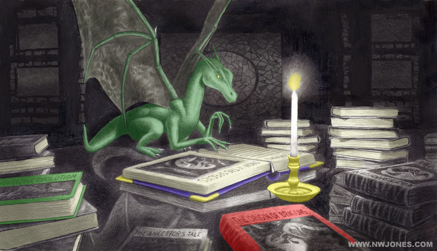 The educated Dragon by nwjones found @ his website (of the same name) and deviantart 
Colored by Wisdomsage/Breca of the SH
