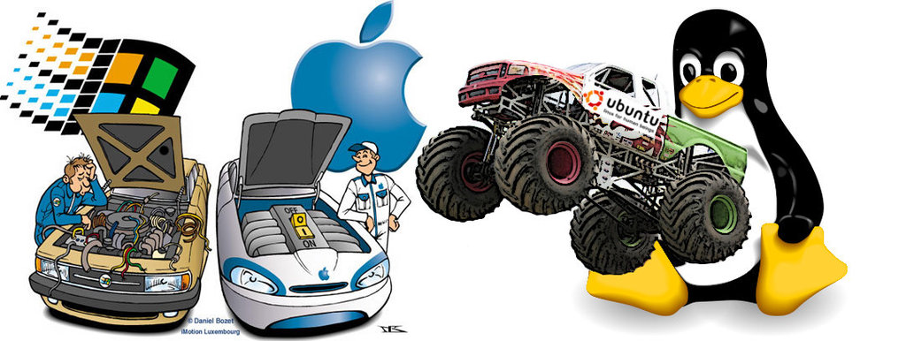 The Evolution of PC, Mac n Linux. Note the On n Off Button on Mac.