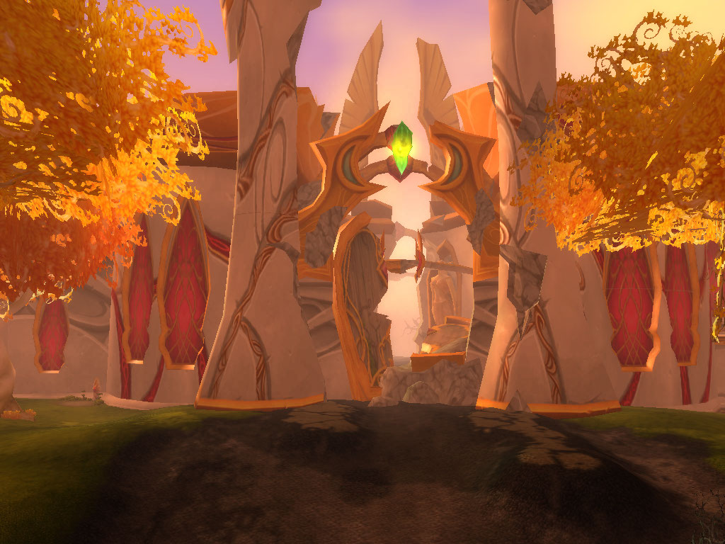 The Gates of Silvermoon, this is where Arthas fought his way to and destroyed the Blood elven gate, it now lies in ruins.