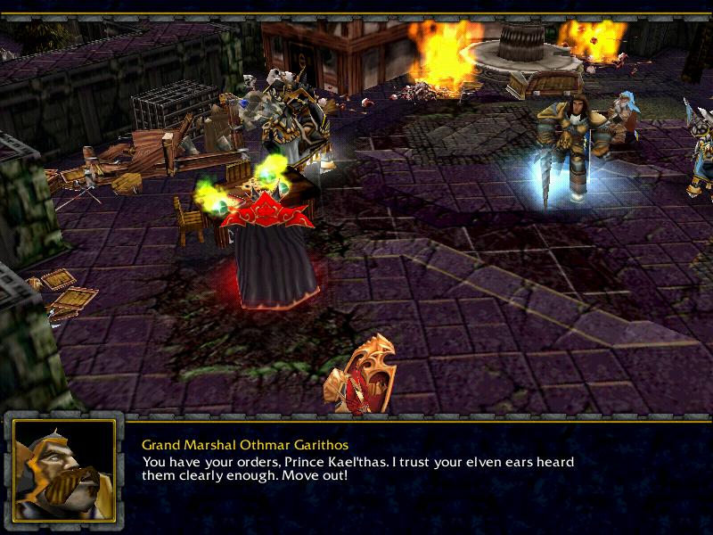 The in-game cinematic. Notice the new hero and the cinematic's change.

NILAN "STEELHEART" KASSAN: You summoned me, Lord Garithos?
OTHMAR GARITHOS: