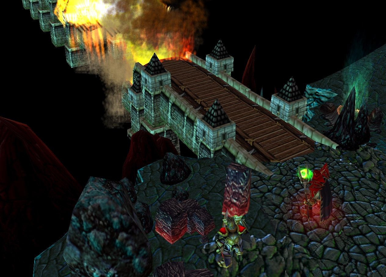 The Legion_King destroyed the Gyro-Plank Bridge which were connecting Blade's Edge mountains and Netherstorm to each other with a fiery blast, his fie
