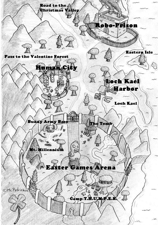 The Map of Easterland, created by the McPatrickus bros., a week before the 2014 Easter Games begun.

Description of the Area:
Located south of the