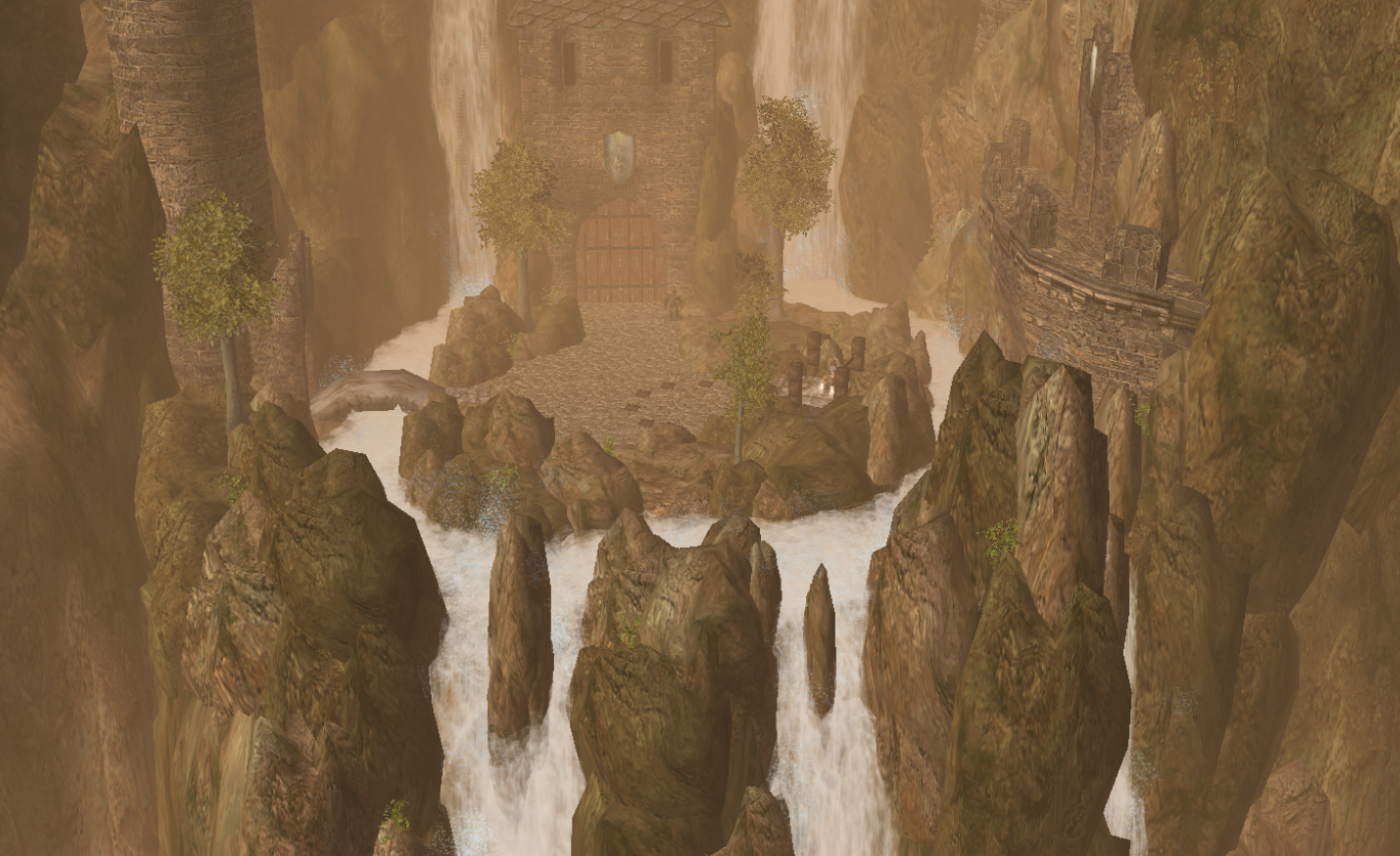 The Mountain Council meets atop the ancient falls.