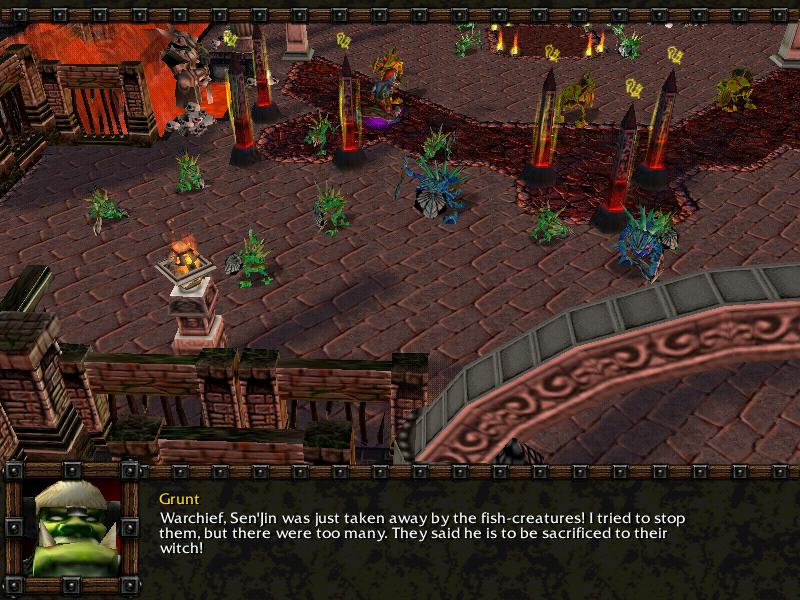 The Murloc Sorcerer, Murky the Tidehunter, who is the boss of "The Fires Down Below" chapter. Notice the new objects around him. Also Sen'jin's new mo