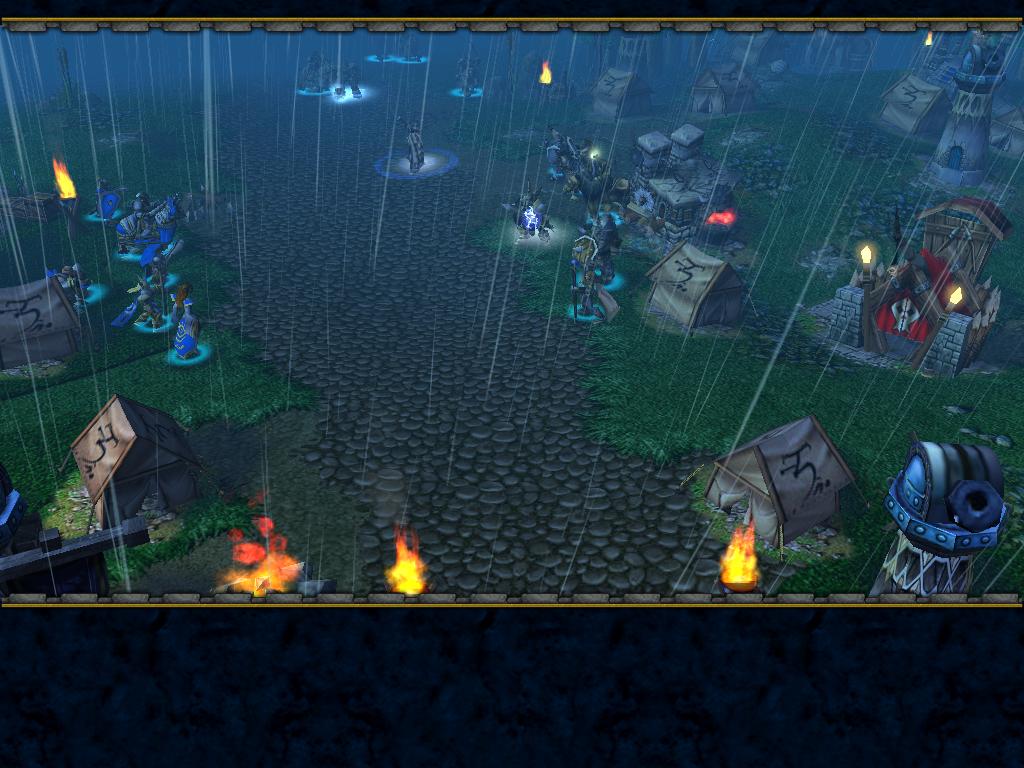 The original cinematic as it appears with the new encampment and terrain.