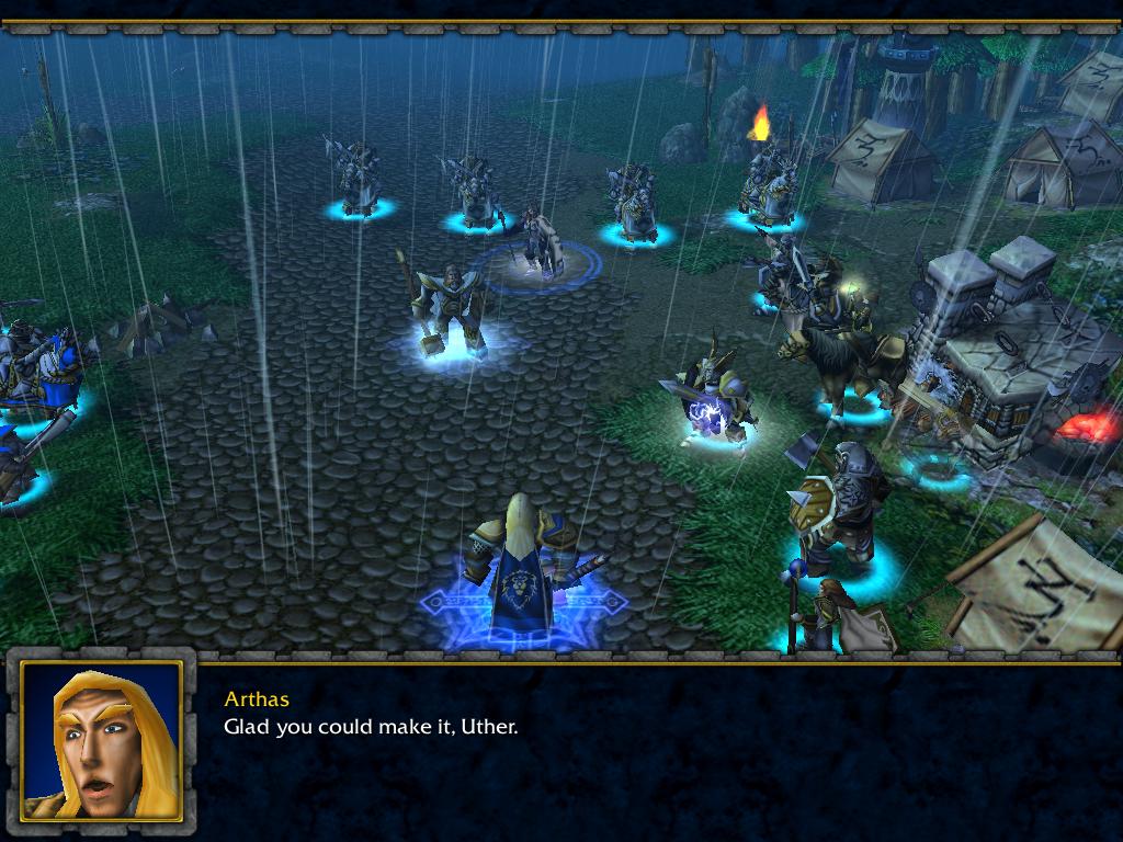 The original cinematic as it appears with the new encampment and terrain.