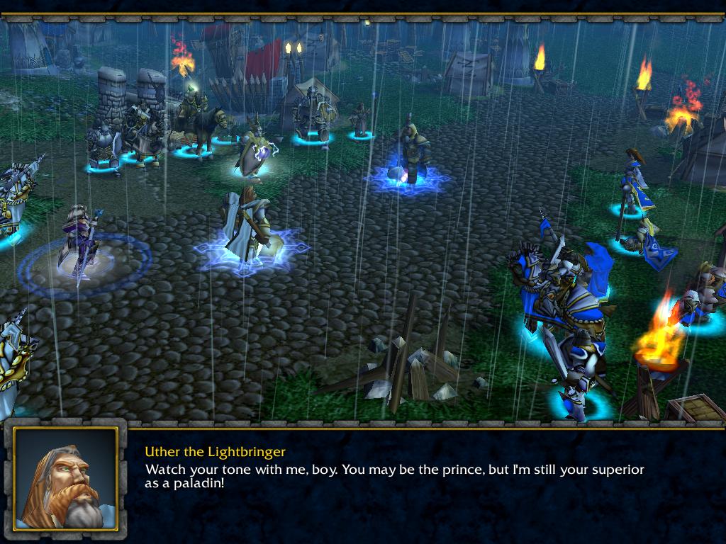 The original cinematic as it appears with the new encampment and terrain.