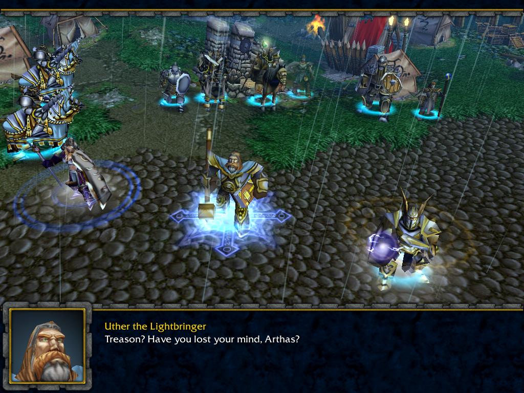The original cinematic as it appears with the new encampment and terrain.