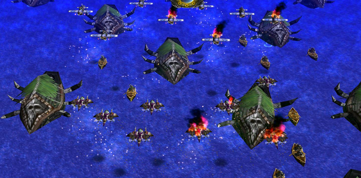 The 'Stingray' devision has engaged the mole fighters! We can see them fighting above sea level here for air superiority!

P.S.
The blind beasts di