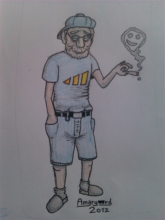 "The Swed as an old man"

I'm making a comic for my friends in the Cocoa bird smoking club, and The Swed is going to be one of the characters. This