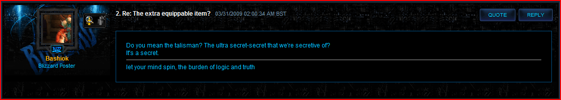 The Talisman, It's a Secret!