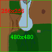The upper left corner is the minimap of the WEs max the 256x256 cells.
The entire picture is the WE Newgens max 480x480