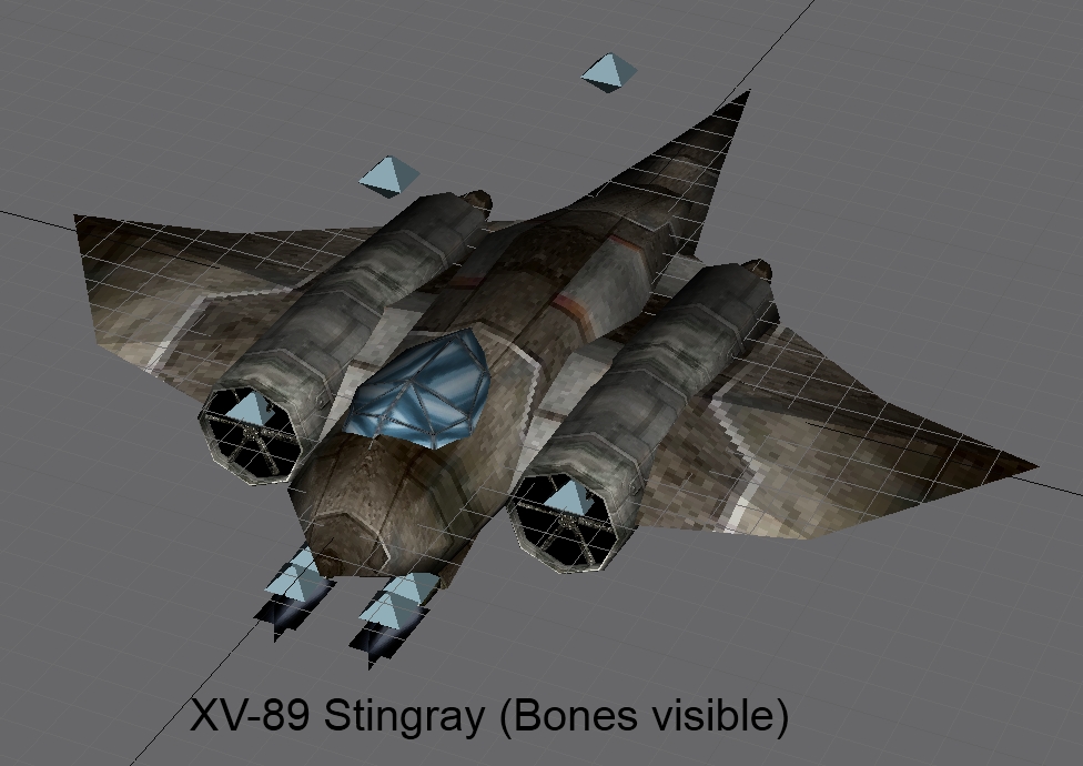 The xv-88's big brother, oh yeah, it's the xv-89 stringray..

Thx to Blades_Of_Doom for name

(Bones visible, those strange light blue thingies.