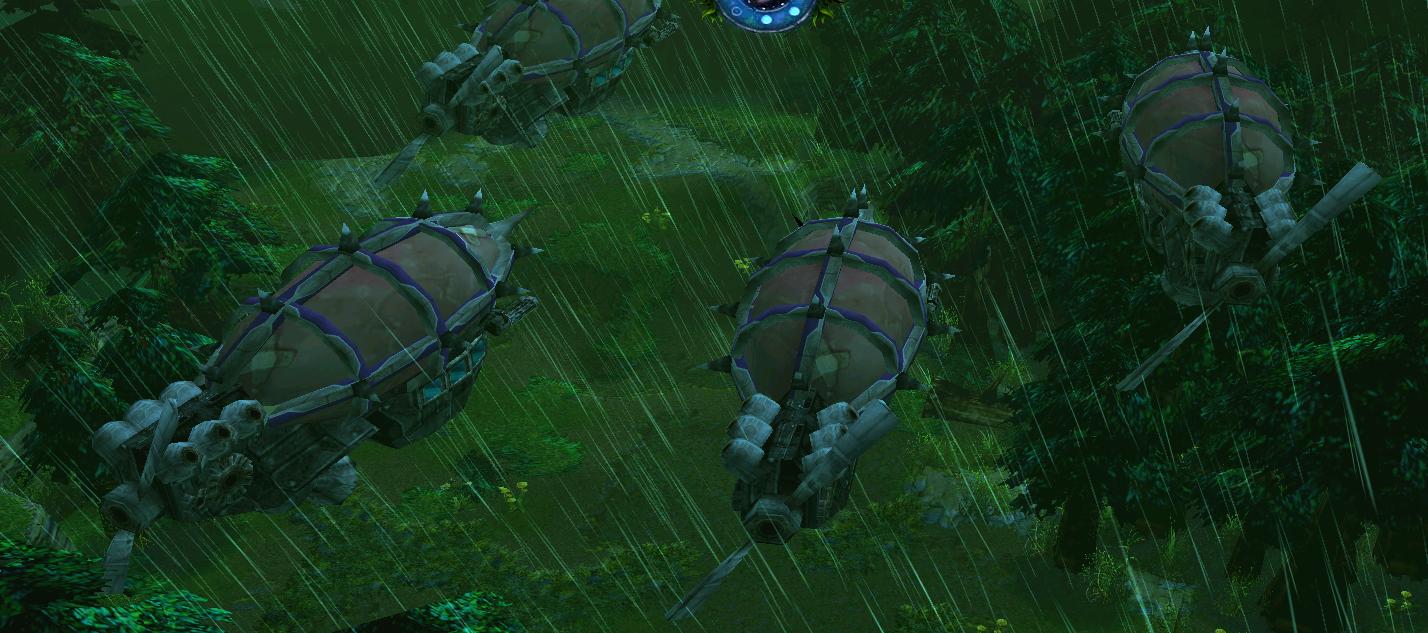 This is a picture of the first four ever reated ultra-heavy goblin airships model "Boltzbag". They are on their way to aid the final battle near the w