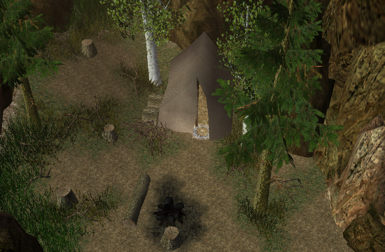 This is a small campsite in the Callienth wilderness. You follow someone back here after they run from you. They enter the tent, but once you enter yo