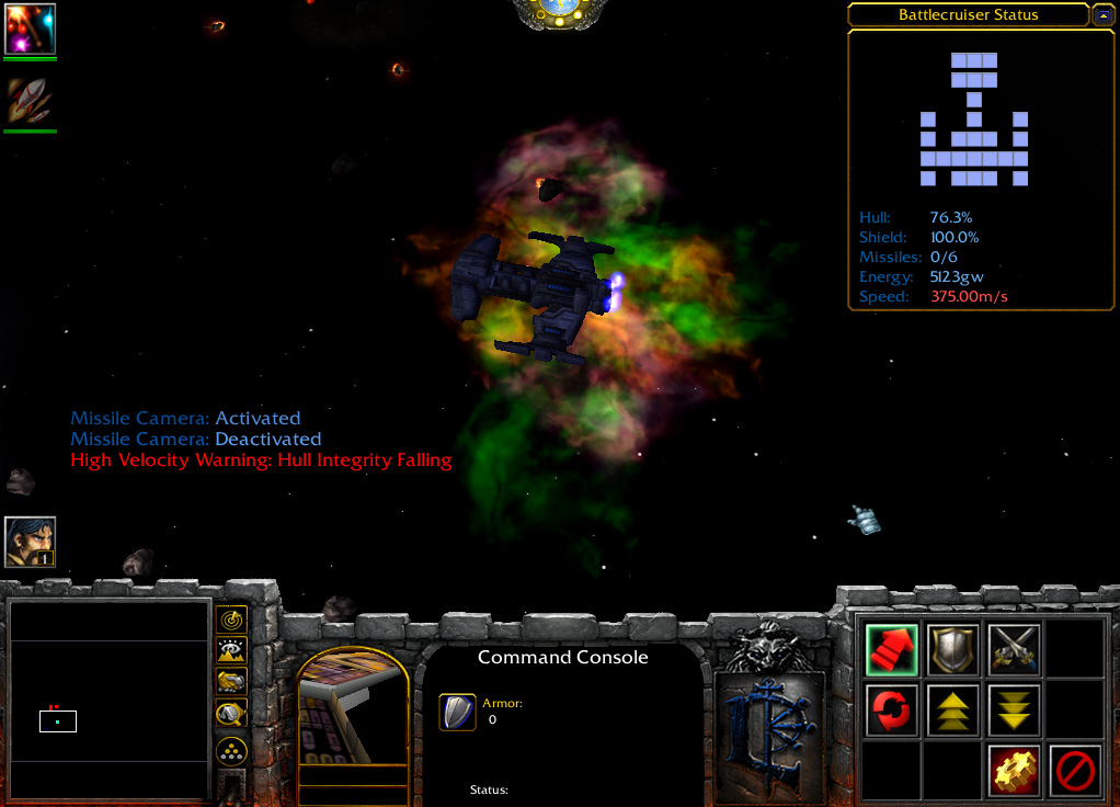 This is how it looks like in space when the cruiser is travelling